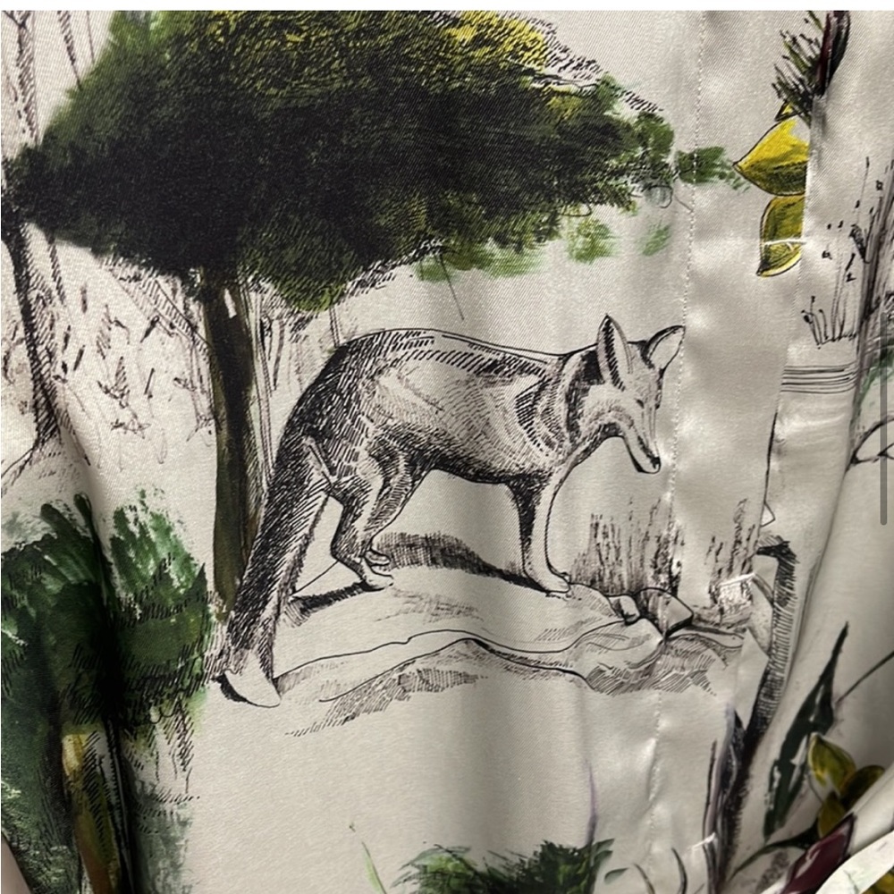 Zara Vintage Woodland Creature Satin Shirt Dress - Picture 8 of 11